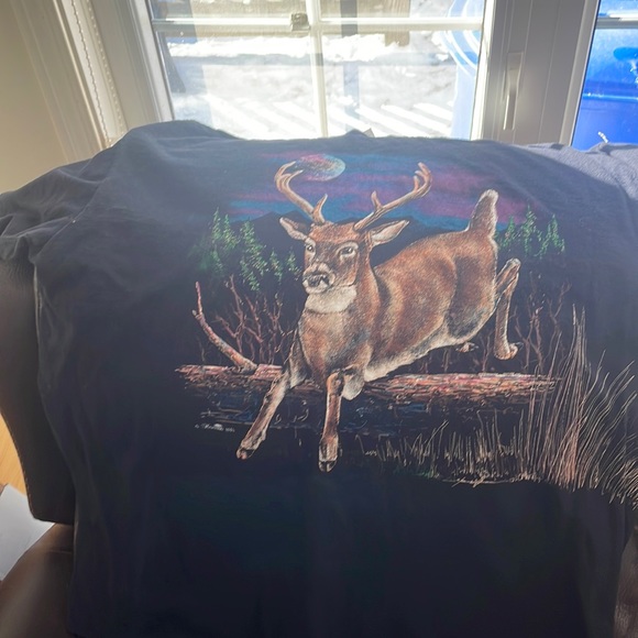 Hazel woods premium cotton tee XL black with buck-front&back heavy weight tee - Picture 2 of 14